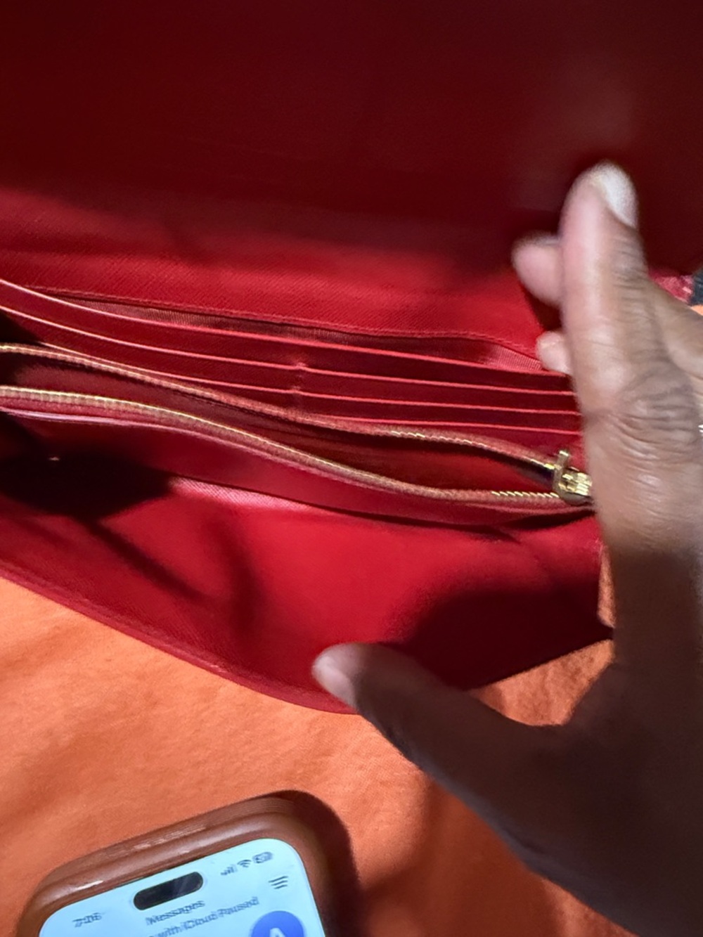 Prada Red Saffiano Long Wallet with Gold Logo Trim - Picture 3 of 8